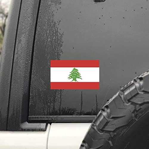 Adesivo de decalque de bandeira do Líbano de 2 pacote | 5 polegadas por 3 polegadas | Vinil de