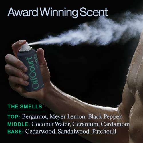 Sabão corporal esfoliante e spray corporal de desempenho em água de coco + aroma de sândalo