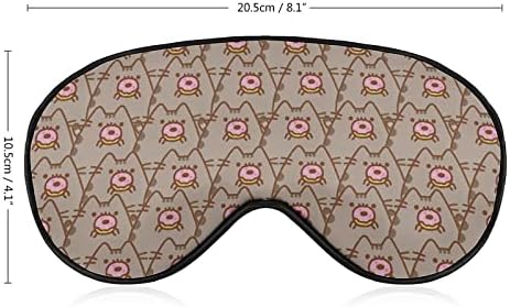Comer Donuts Cats Máscara do sono Máscara de olhos oculares portáteis com cinta ajustável para homens mulheres
