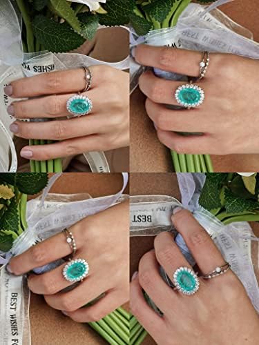 MICHOOYEL S925 6CT Paraiba Oval Cut Promest Ring Engagement Anel de casamento CZ HALO jóias finas para mulheres