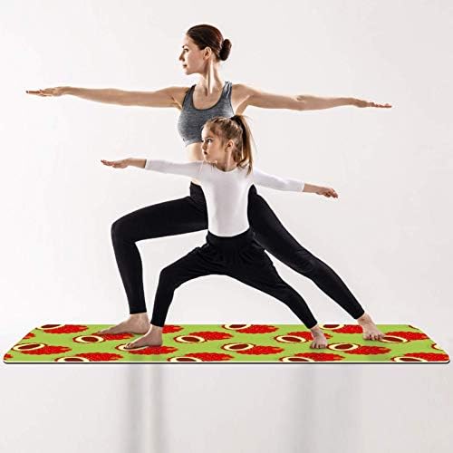 Fruitas de lichia unicey Padrão de fundo verde de espessura e exercício de fitness 1/4 de yoga para ioga pilates e exercício de fitness de piso