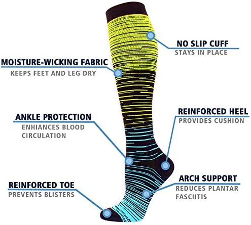 Casal duplo 3 pares meias de compressão para homens homens de 20 a 30 mmHg de até altas meia para esportes