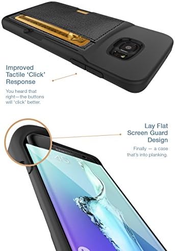 Caixa de carteira de borda de borda Smartish Galaxy S7 - Caixa de cartão Q [capa de garra de kickstand protetora Samsung Slim] - Wallet Slayer Vol.2 - Black Onyx