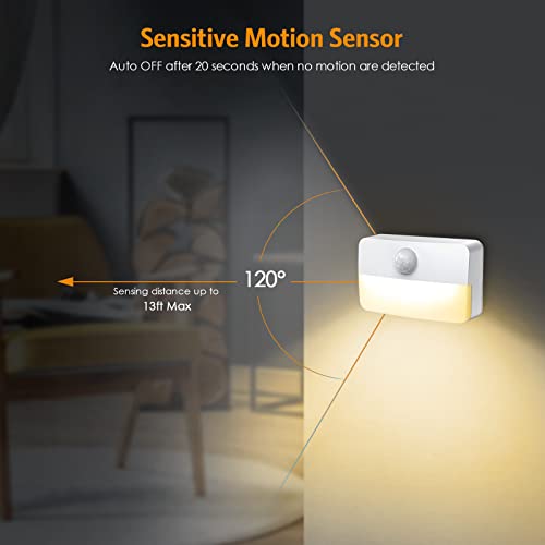 【2 pacote】 Sensor de movimento Luz noturna, luzes de movimentação de movimento, bateria alimentada sob