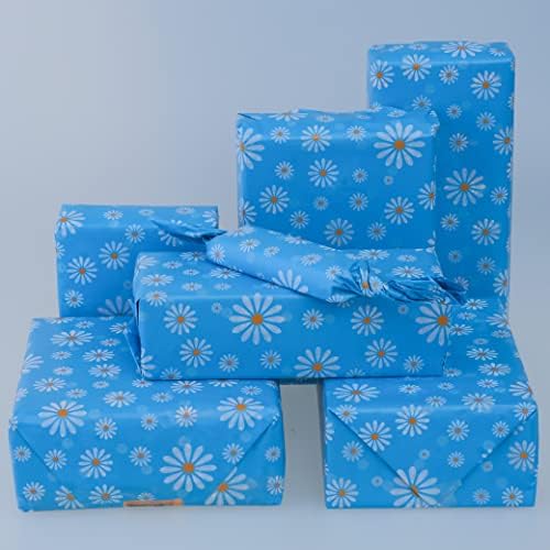 60 folhas de papel de lenço de lençóis florais azuis para sacolas de papel embrulhando lençóis de papel de papel embrulhada de papel para festas de chá de bebê festas de bebê festas de bebê