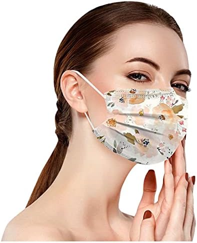 JMETRIE 50pc Máscara facial descartável para adultos, Flores de proteção ao ar livre Máscara impressa Máscara