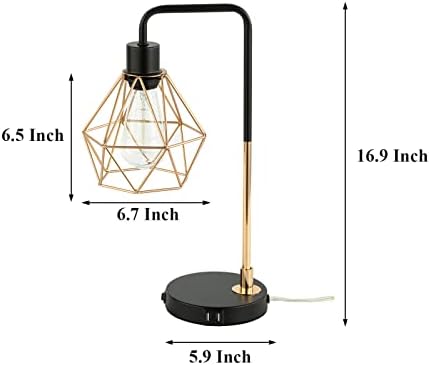 Lâmpada de mesa de controle de toque industrial de cotulina, lâmpada moderna de mesa de ouro preto com