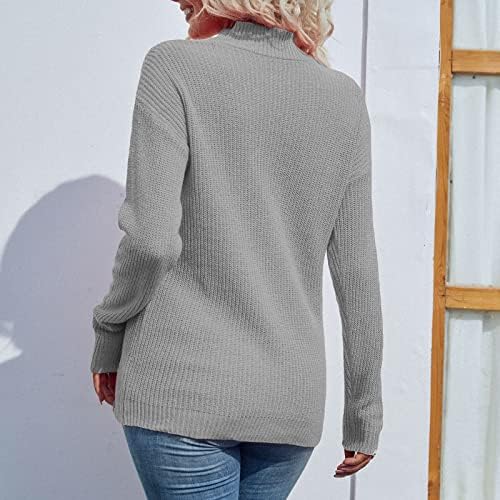 RMXEI Feminino Autumn e Winter Color Solid Mold Turtleneck Drop-ombro Sweater de malha