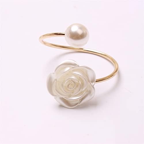 N/A 10 peças Wedding Pearl Buckle Rose Rose criativa redonda redonda anel de anel de guardana
