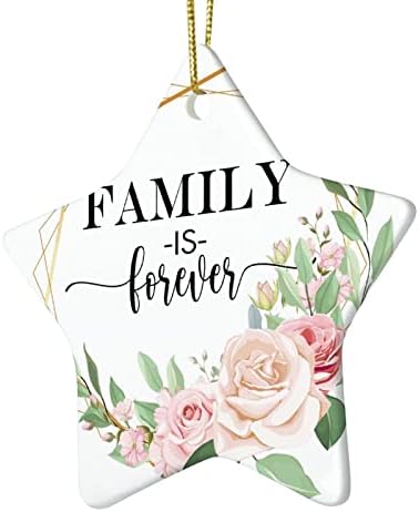 Família de 3 polegadas é para sempre ornamentos de ornamentos de flores de flores de grinalda de estrela