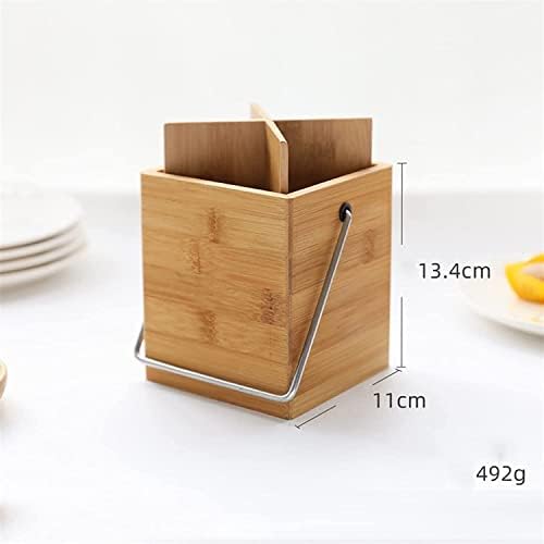 Pauzinhos utensil caddy de madeira quadrada de bambu de bambu bucket utensília de armazenamento de
