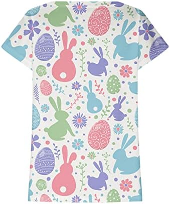 Camisas de Páscoa para mulheres Manga de tampa casual Blusa gráfica de coelho de coelho
