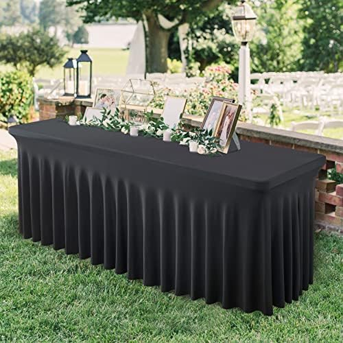 HTPER 2 Pacote roupas de mesa de spandex pretas para mesas de retângulo de 4 pés, tais de mesa de mesa de