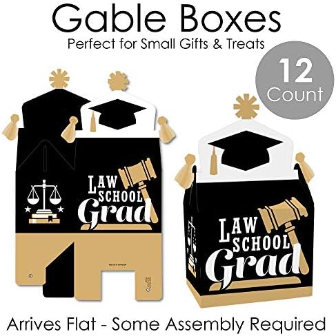 Big Dot of Happiness Law School Grad - Tratar favores da festa da caixa - Future Advoga Graduation Party Goodie Gable Boxes - Conjunto de 12
