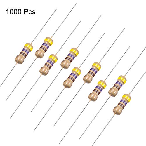 UXCELL 1000PCS 470 OHM Resistor, 1/4w 5% de resistores de filmes de carbono, 4 bandas para projetos