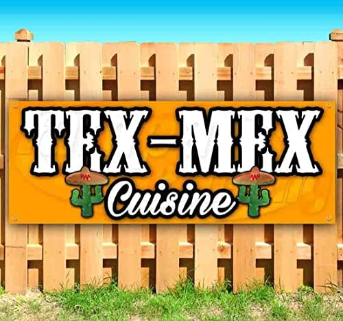 Banner de culinária Tex-Mex 13 oz | Não-fábrica | Vinil de serviço pesado unilateral com ilhós de metal