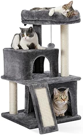 Condomínios de gatos em árvore de gatos para gatos internos acolhedores de gatinhos arranhando pós -gato brinquedos