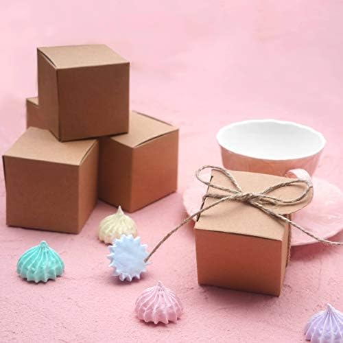Kraft Paper Cube Favor Box Kit Candy Obrigado Trate