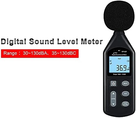SJYDQ Nível digital Medidor de som Digital DB Som decibel Medidor de ruído Tempo Exibir configuração