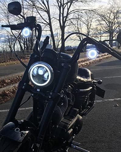 Luzes de águia 8900bh 5 3/4 Farol LED com anel de halo branco para Harley Davidson e Indian Motorcycles - Geração II/Kit Black