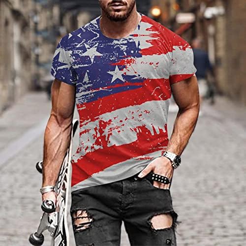 Soldado xzhdd Manga curta para homens American T-shirt Retro Patriótico Muscle Treino Athletics 4 de julho Tee Tops