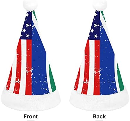 Bandeira sul -africana americana chapéu de Natal macio Papai Noel Cap Funny Beanie para a festa festiva do ano novo de Natal