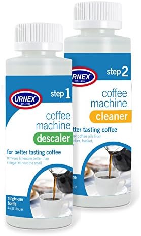 Kit de limpeza e descalador de cafeteira da URNEX - 2 garrafas de uso único - Profissional em casa Limpeza
