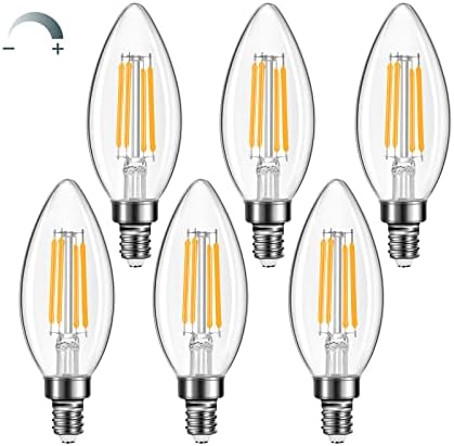 Linkind e12 candelabra lâmpadas LED BULBS 60W Lâmpadas de lustres de lustres de lustre de b11, lâmpadas LED A19 diminuídas, equivalente de 60w, base E26