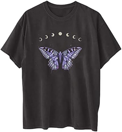 Camisetas de verão fofas camisetas de verão tops imprimidos de lua feminino blusa de manga curta tops casuais soltos camisetas gráficas camisetas gráficas
