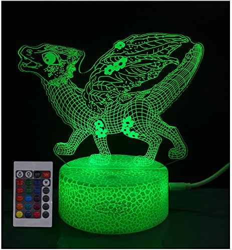 Dragon Night Light for Kids Animal Night Flower Dragon Baby 3D Lâmpada de ilusão 16 Cores Alterar Nightlight