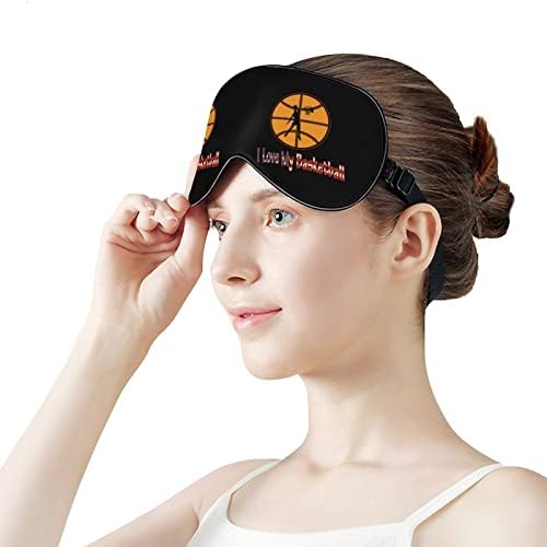 Eu amo minha máscara de olho de basquete para dormir de cegão de bleca -se da noite com alça ajustável para homens