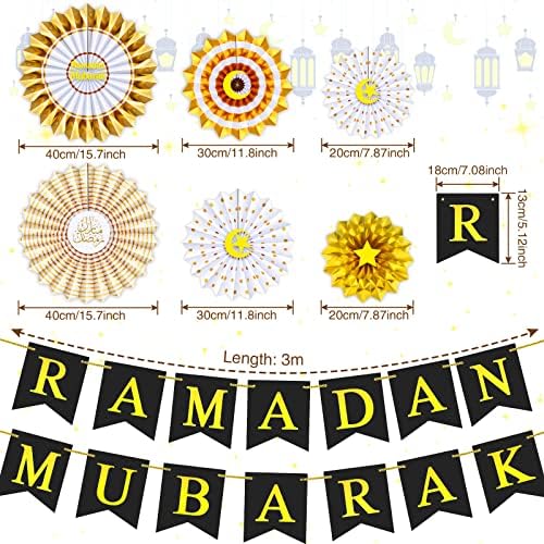 7 peças Banner Ramadã Ramadã Banner Mubarak Decorações Ramadã