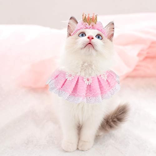 Legendog Cat Bandana para gatos, trajes de gatos de princesa para gatos, bandanas de cães de renda fofa e acessórios para gatos para gatos cães pequenos, roupa rosa para festa de aniversário