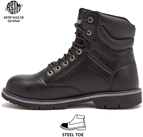 Hi-Tec Axel Steel Toe Botas de trabalho masculinas à prova d'água, botas industriais e de construção resistentes a escorregões com dedo do pé de segurança, 7 polegadas