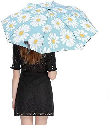 Daisy Flower 3 Folds Viagem guarda-chuva Anti-UV Guarda Aguarda Automática Aberta do Vento Vento