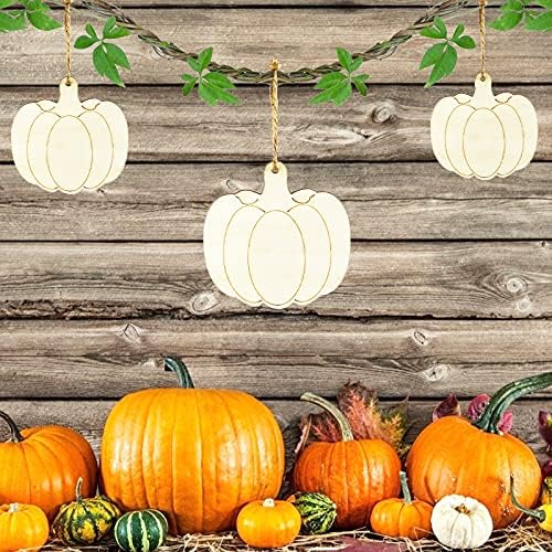 30 peças Wood Pumpkin Cutouts Crafts For Ação de Graças Halloween Decoração Hanging Decor Tags Presente Fackin Wood Cutouts Com Buraco Bolho