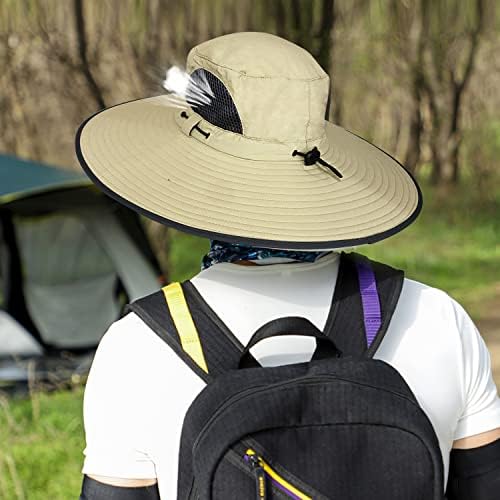 【Tamanho novo: L-xxl】 Chapéu de sol de pesca larga de abrangência para homens upf 50+Safari de safari à prova d'água
