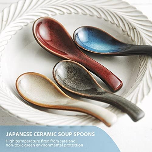 AMACIELO Japanese Retro Sopa Spoons, Sopa de Ramen Cerâmica, Copa de Frutas de Sobremesa, Crianças disponíveis,
