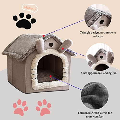 Cama de gato e cama de cachorro pequeno, caverna de tenda de gato auto-aquecida para gatinhos e cães pequenos Triangle