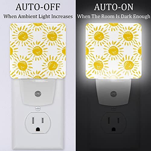 Doodle Suns Amarelo LED Night Light, Kids Nightlights for Bedroom Plug in Wall Night Lamp Brilho ajustável para