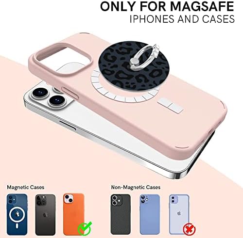 LSL Compatível com MagSafe Kickstand Phone Ring Porter Black Leopard Pattern Design Stand magnético [Removável para