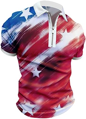 4 de julho Camisas pólo para homens Summer USA FLAND 3D PRIMA