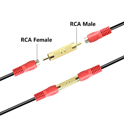 Adaptador de acoplador Gelrhonr RCA, Gold Bathed RCA Male para Male AV Audio Video Connecto, para o palestrante de amplificador Home Theater e Home Audio Device-2PCS