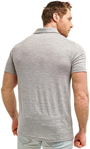 Merino Wool Polo Camisa Men - Anti -odor Camisetas de lã merino para homens de manga curta