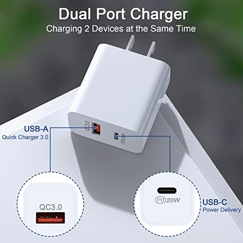 2 pacote de carregador de parede USB C, porto dupla Adaptador de entrega de energia PD Tipo C Carregamento
