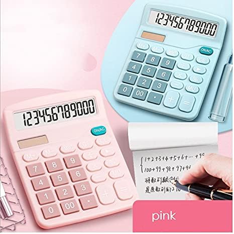 CuJux azul rosa de 12 dígitos calculadora solar Buttons grandes ferramentas de contabilidade financeira de negócios grandes para estudante de escola