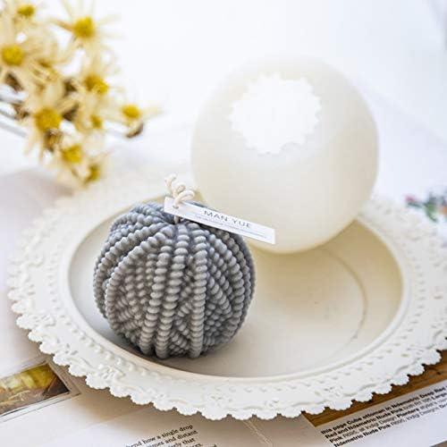 Nuomi Yarn Ball Candle Molde Alimento Alimento Silicone redondo esfera de lã Mousse/Fondant Mold para artesanato, bricolage, sabão, bomba de banho, argila, gesso, decoração de bolo, 8,5x7,5 cm