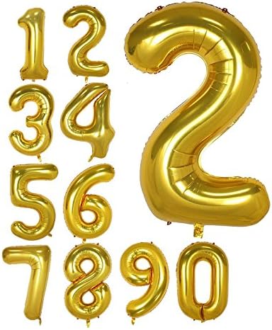 Balões de papel dourado de 40 polegadas número 0, número de balões para festa de aniversário de aniversário