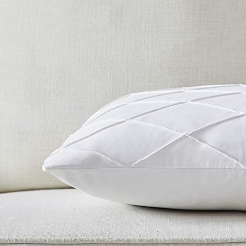 Tampas de travesseiro de arremesso branco puro - pacote de 2 pacote de 16 x 16 polegadas de almofada - abertura