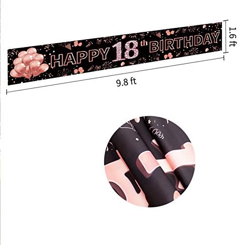 Pimvimcim Feliz 18º aniversário Decorações de faixas de aniversário para meninas - grande festa